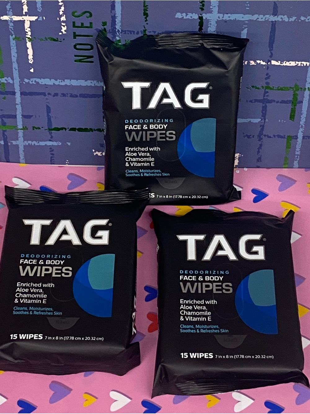 TAG Deodorizing Face & Body Wipes 3 packs